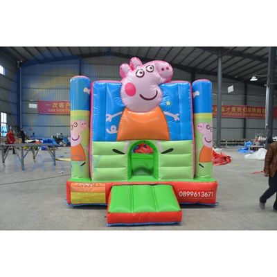 Unisex Hot Pink Cartoon Pig Bouncy Castle with Slide and Customized Sea PVC Adventure