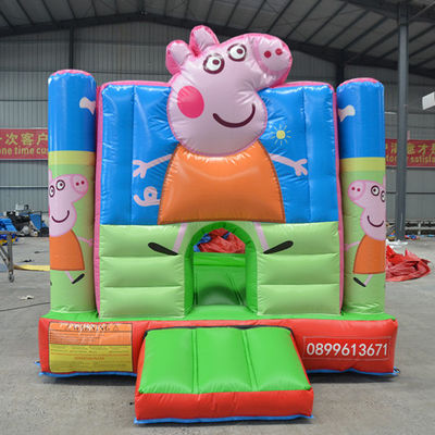 Unisex Hot Pink Cartoon Pig Bouncy Castle with Slide and Customized Sea PVC Adventure