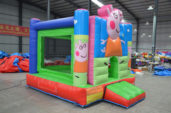 Unisex Hot Pink Cartoon Pig Bouncy Castle with Slide and Customized Sea PVC Adventure