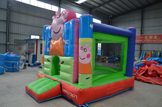 Unisex Hot Pink Cartoon Pig Bouncy Castle with Slide and Customized Sea PVC Adventure