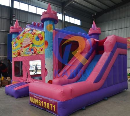 14 Years up PVC Birthday Party Inflatable Jumping Castle with Slide 5*5m and Accessories
