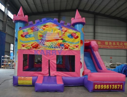14 Years up PVC Birthday Party Inflatable Jumping Castle with Slide 5*5m and Accessories