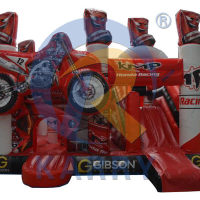 Bouncy Red 3D Racing Castle Slide Combo with Inflatable Bouncer Castle and Logo Customized