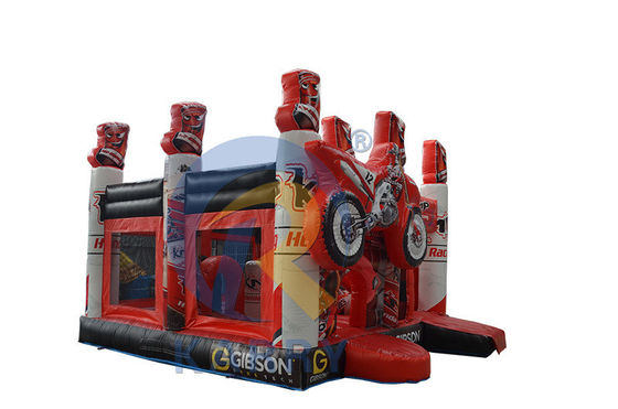 Bouncy Red 3D Racing Castle Slide Combo with Inflatable Bouncer Castle and Logo Customized
