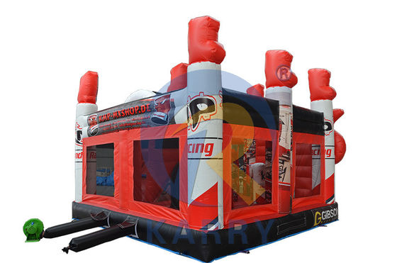Bouncy Red 3D Racing Castle Slide Combo with Inflatable Bouncer Castle and Logo Customized