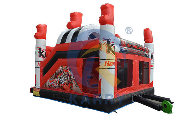 Bouncy Red 3D Racing Castle Slide Combo with Inflatable Bouncer Castle and Logo Customized