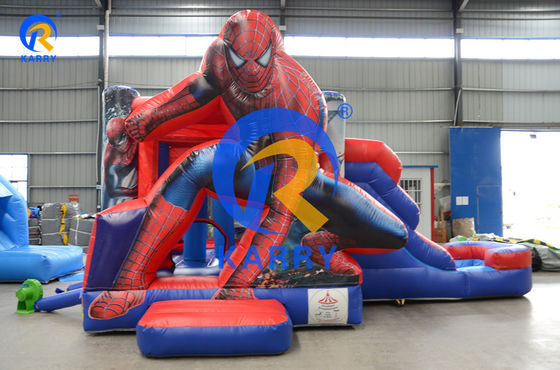 EN71/EN14960/CE Certified Spiderman Inflatable Bounce House with Water Slide and Pool