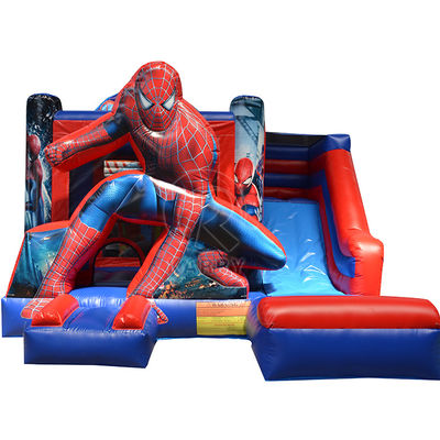 Commercial Inflatable Spiderman Bounce House with Slide EN14960 Certified PVC Material