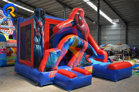 Commercial Inflatable Spiderman Bounce House with Slide EN14960 Certified PVC Material
