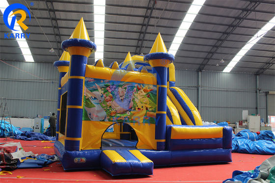 Jumping Inflatable Cartoon Bouncy Castle with Slide House Outdoor Obstacle Bouncer