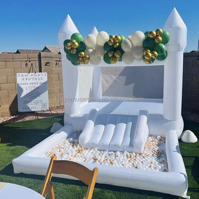 EN71/CE Certified Pastel Bouncy Castle Jumper With Ball Pit For Outdoor Playground Fun