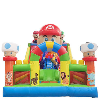 PVC Cartoon Mario Theme Inflatable Amusement Playground Bouncy Bouncer with Slide