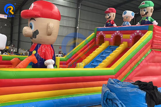 PVC Cartoon Mario Theme Inflatable Amusement Playground Bouncy Bouncer with Slide