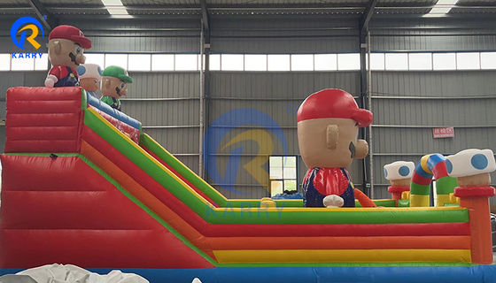 PVC Cartoon Mario Theme Inflatable Amusement Playground Bouncy Bouncer with Slide