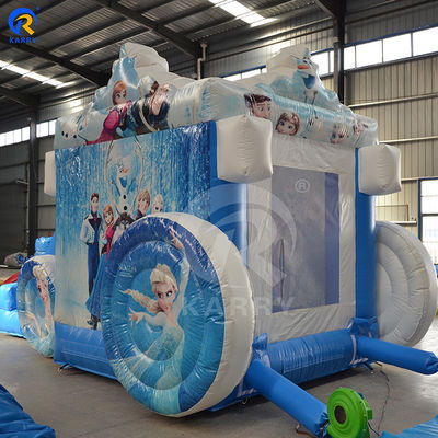 Girls' Favorite Frozen Princess Carriage Inflatable Castle Slide with Blower Included
