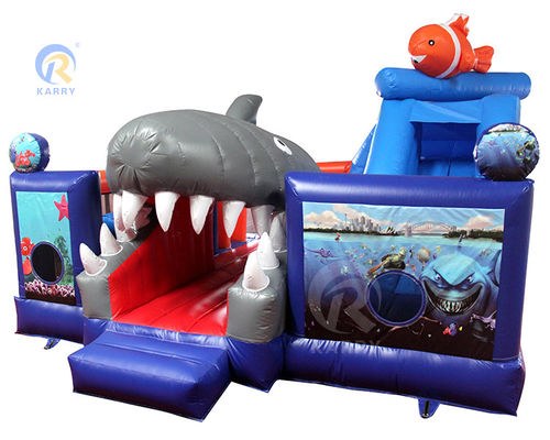 Unisex Kids Water Fun City with Slide and Obstacle Inflatable Bouncy Castle