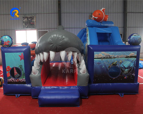 Unisex Kids Water Fun City with Slide and Obstacle Inflatable Bouncy Castle