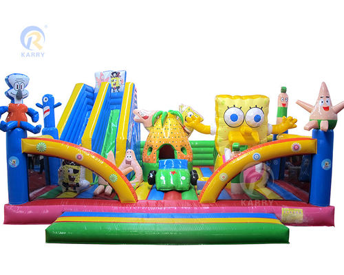Inflatable Water Amusement Park Cartoon Sponge Fun City with Slide and Jumping Castle