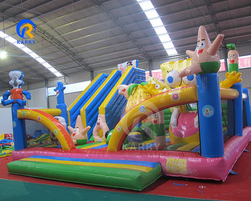 Inflatable Water Amusement Park Cartoon Sponge Fun City with Slide and Jumping Castle