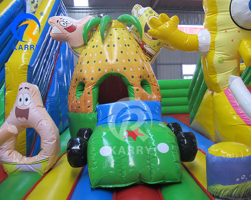 Inflatable Water Amusement Park Cartoon Sponge Fun City with Slide and Jumping Castle