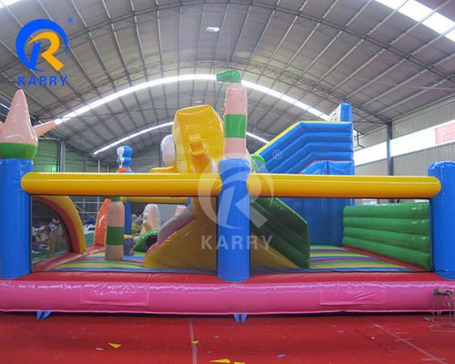 Inflatable Water Amusement Park Cartoon Sponge Fun City with Slide and Jumping Castle
