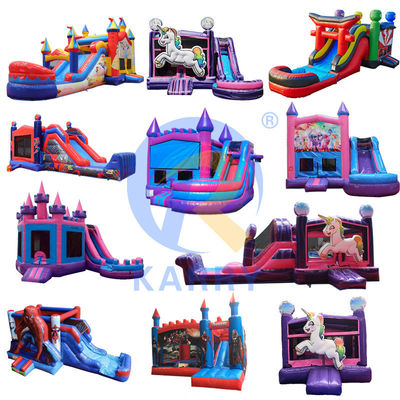 PVC 0.55mm Inflatable Frozen Castle Bounce House Slide Combo for Commercial Party Rental