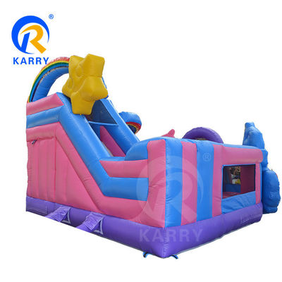 Outdoor Fun Commercial 0.55mm PVC Rainbow Unicorn Inflatable Bouncer with Wet Dry Slide