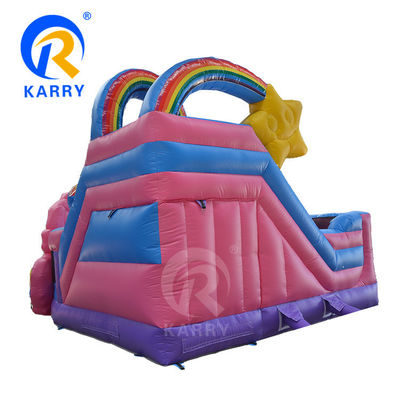 Outdoor Fun Commercial 0.55mm PVC Rainbow Unicorn Inflatable Bouncer with Wet Dry Slide