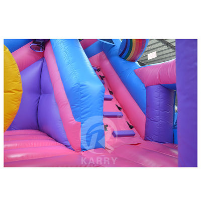 Outdoor Fun Commercial 0.55mm PVC Rainbow Unicorn Inflatable Bouncer with Wet Dry Slide