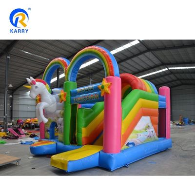 Custom Unicorn Theme Inflatable Castle Bounce House with Slide Fun Playground Bouncer