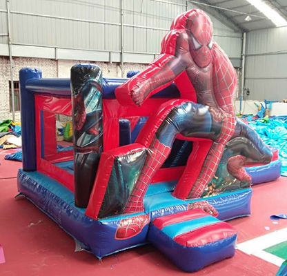 Max Capacity 100-500kg Spiderman Inflatable Bounce House with Slide Pool and Castle