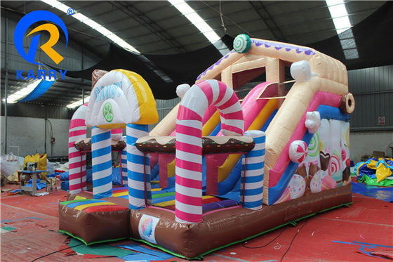 Inflatable Candy Theme Castle Bounce House Slide Combo with Blower and PVC Material