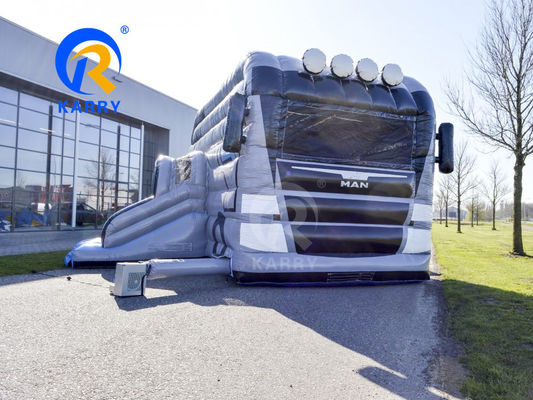 Gray Truck Inflatable Bouncer Combo Jump Jumping Bounce House for Party OEM Accepted