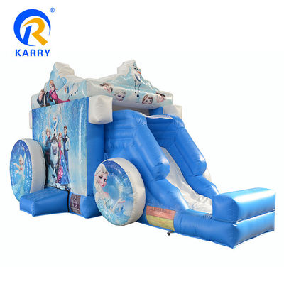 14 Years Up Frozen Wagon Inflatable Bounce House with Slide Popular Cartoon Bouncy Castle
