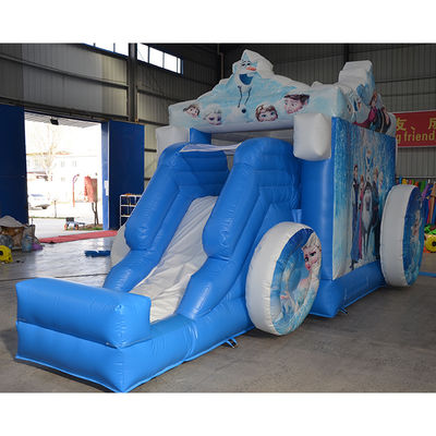 14 Years Up Frozen Wagon Inflatable Bounce House with Slide Popular Cartoon Bouncy Castle