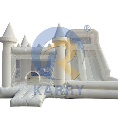Commercial Movable Pool White Wedding Bounce House with Slide and Blower Included