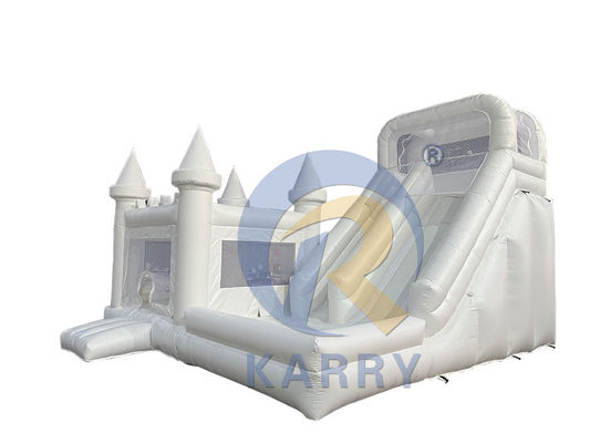 Commercial Movable Pool White Wedding Bounce House with Slide and Blower Included