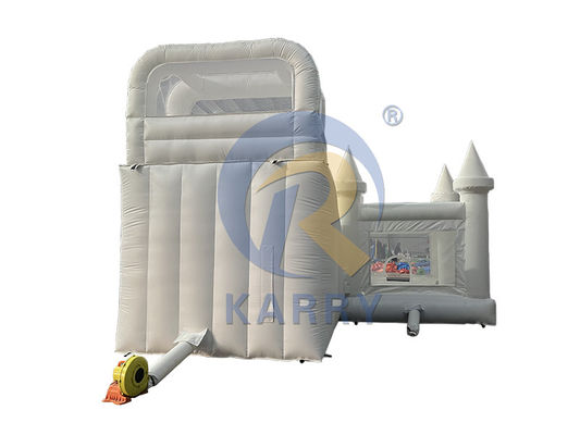 Commercial Movable Pool White Wedding Bounce House with Slide and Blower Included