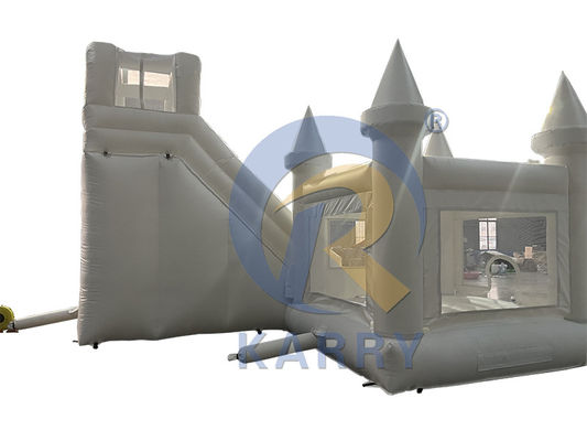 Commercial Movable Pool White Wedding Bounce House with Slide and Blower Included