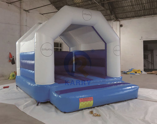 White and Blue Commercial Jumping Castle Inflatable Bounce House for Unisex Playground