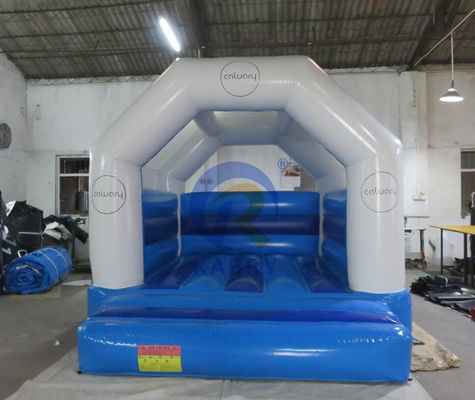 White and Blue Commercial Jumping Castle Inflatable Bounce House for Unisex Playground