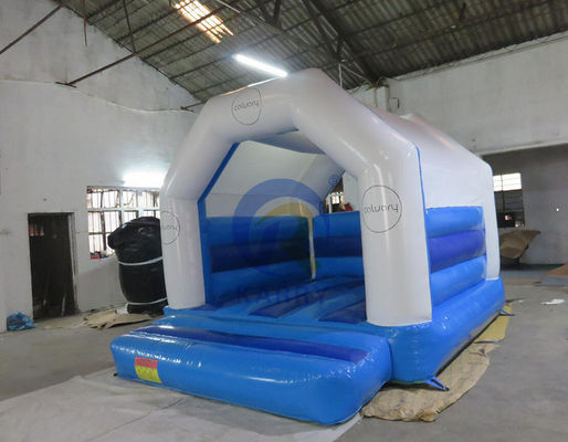 White and Blue Commercial Jumping Castle Inflatable Bounce House for Unisex Playground