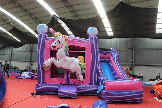 Customized Size Inflatable Houses Bounce House Water Slide with Rainbow Unicorn Design