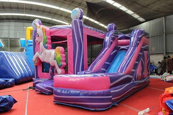 Customized Size Inflatable Houses Bounce House Water Slide with Rainbow Unicorn Design
