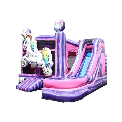 Customized Size Inflatable Houses Bounce House Water Slide with Rainbow Unicorn Design