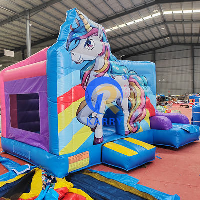 Customized Size Inflatable Houses Bounce House Water Slide with Rainbow Unicorn Design