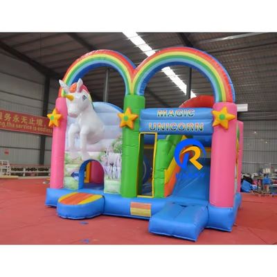 Features Portable Rainbow Unicorn Inflatable Combo for Adult Jumping and Kids Party