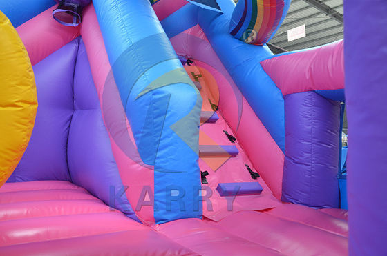 Rainbow Double Unicorn Air Trampoline Inflatable Castle Slide Combo H14ft for Party Events