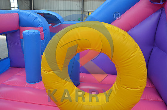 Rainbow Double Unicorn Air Trampoline Inflatable Castle Slide Combo H14ft for Party Events