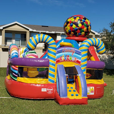 Kidzone Commercial Inflatable Candy House Theme Castle Moonwalk Bouncer for Home